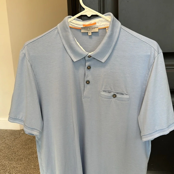 Ted Baker London Cotton/Modal Polo, Light Blue, Size 5-XL, EUC - Picture 3 of 7